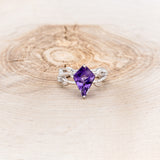 "ARTEMIS ON THE VINE" - KITE CUT AMETHYST ENGAGEMENT RING WITH DIAMOND ACCENTS & "BRIAR" BRANCH-STYLE TRACER