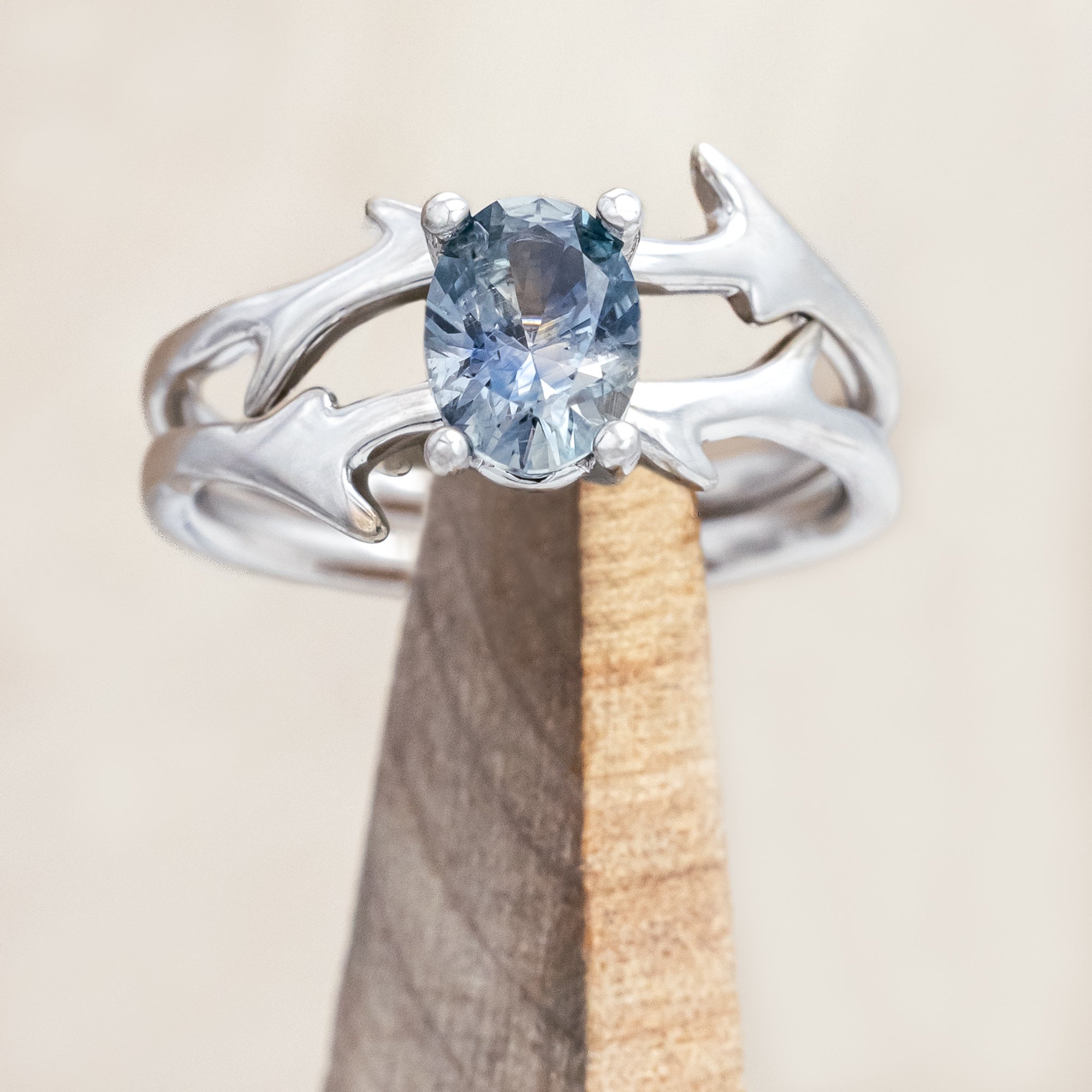 "ARTEMIS" - ENGAGEMENT RING WITH ANTLER-STYLE STACKING BAND - MOUNTING ONLY - SELECT YOUR OWN STONE