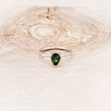 "ARTEMIS" - PEAR GREEN TOURMALINE ENGAGEMENT RING WITH AN ANTLER-STYLE STACKING BAND WITH DIAMOND ACCENT-16