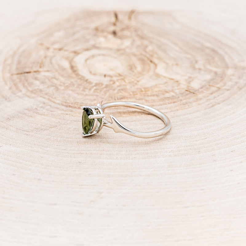 "ARTEMIS" - PEAR GREEN TOURMALINE ENGAGEMENT RING WITH AN ANTLER-STYLE STACKING BAND WITH DIAMOND ACCENT-15