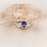 "ARTEMIS" - PEAR SHAPED LAB-GROWN ALEXANDRITE ENGAGEMENT RING WITH MARQUISE DIAMOND ACCENTS