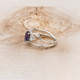 "ARTEMIS" - PEAR SHAPED LAB-GROWN ALEXANDRITE ENGAGEMENT RING WITH MARQUISE DIAMOND ACCENTS-3