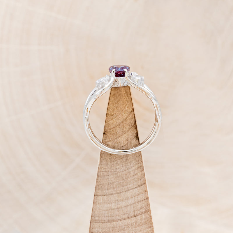 "ARTEMIS" - PEAR SHAPED LAB-GROWN ALEXANDRITE ENGAGEMENT RING WITH MARQUISE DIAMOND ACCENTS-6