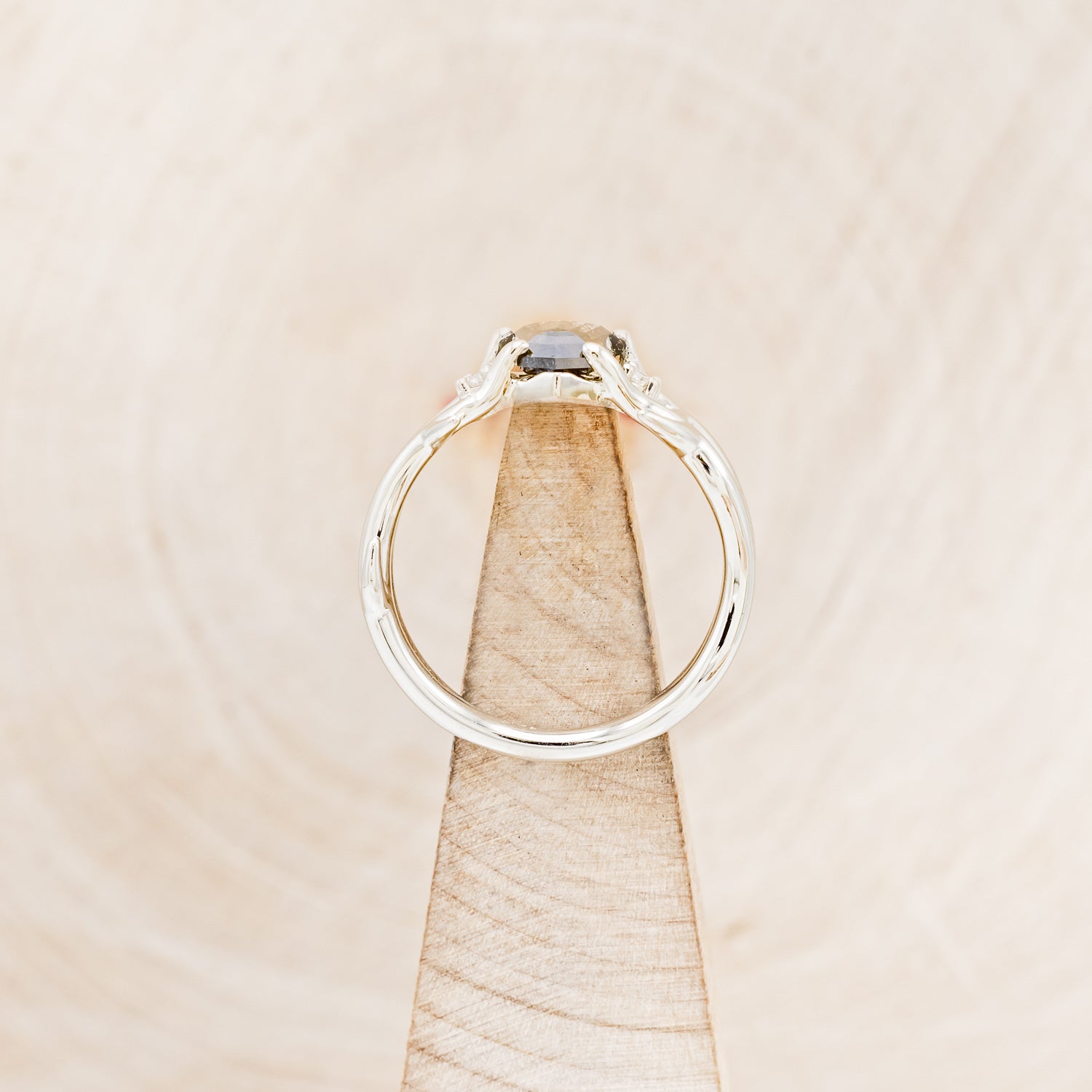 "ARTEMIS" - SHIELD CUT SALT & PEPPER DIAMOND ENGAGEMENT RING WITH DIAMOND ACCENTS-12