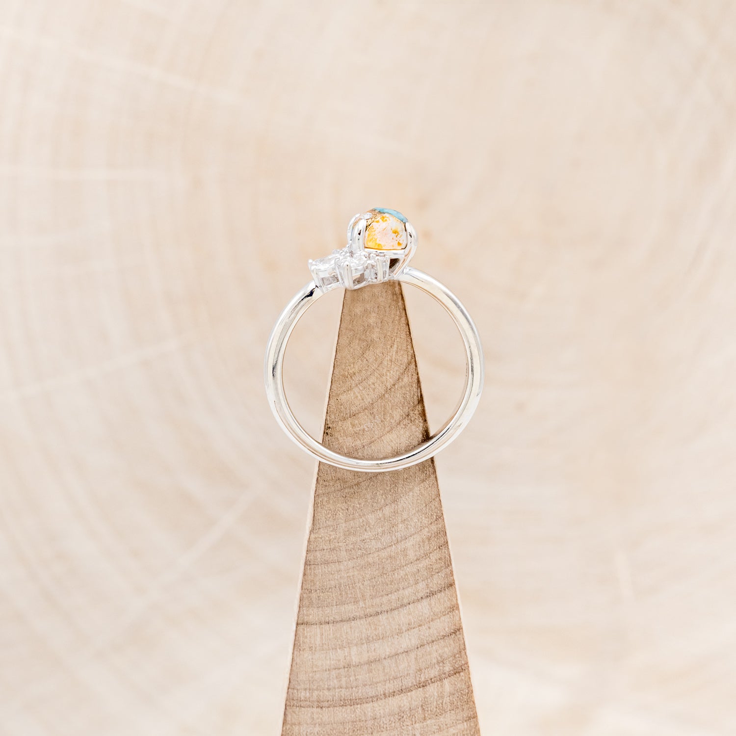 "AURAE" - ROUND CUT SPINY OYSTER TURQUOISE ENGAGEMENT RING-6