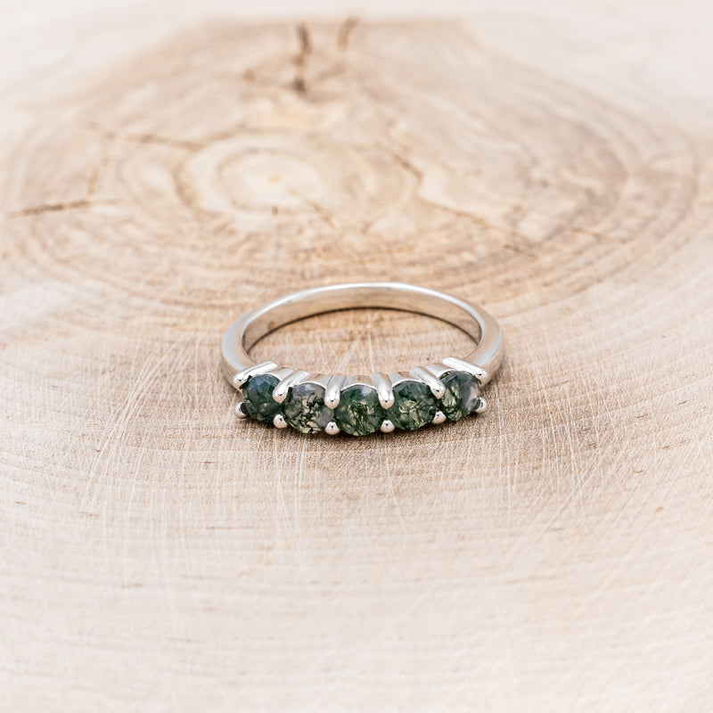 14K GOLD MOSS AGATE STACKING BAND-4