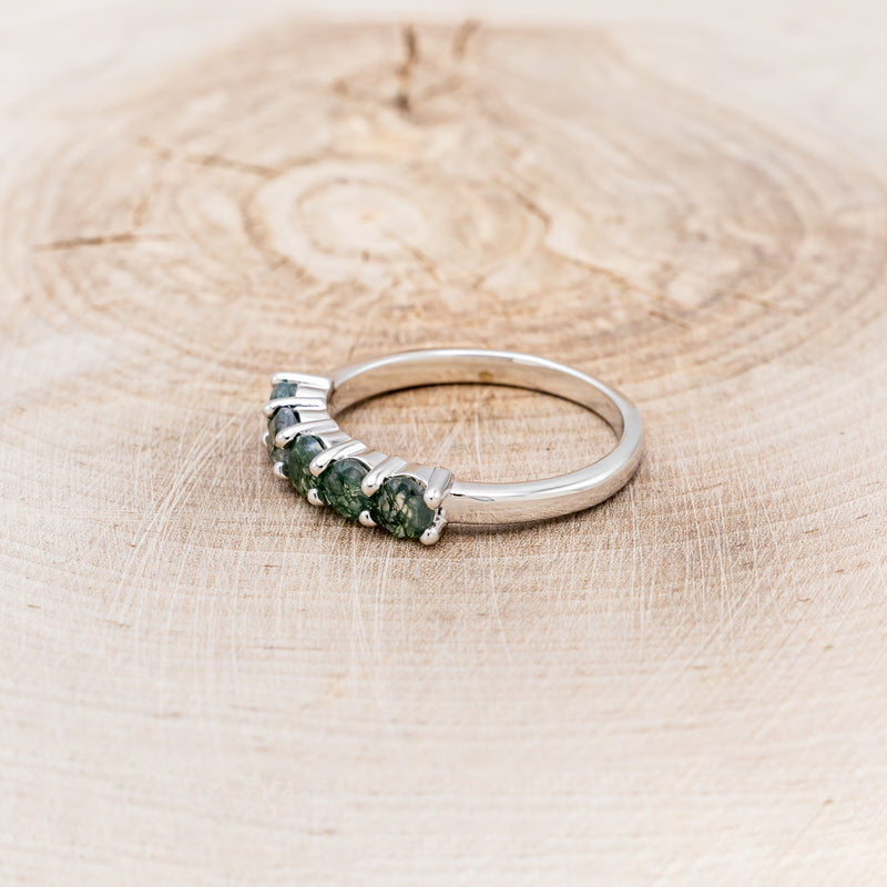 14K GOLD MOSS AGATE STACKING BAND-3