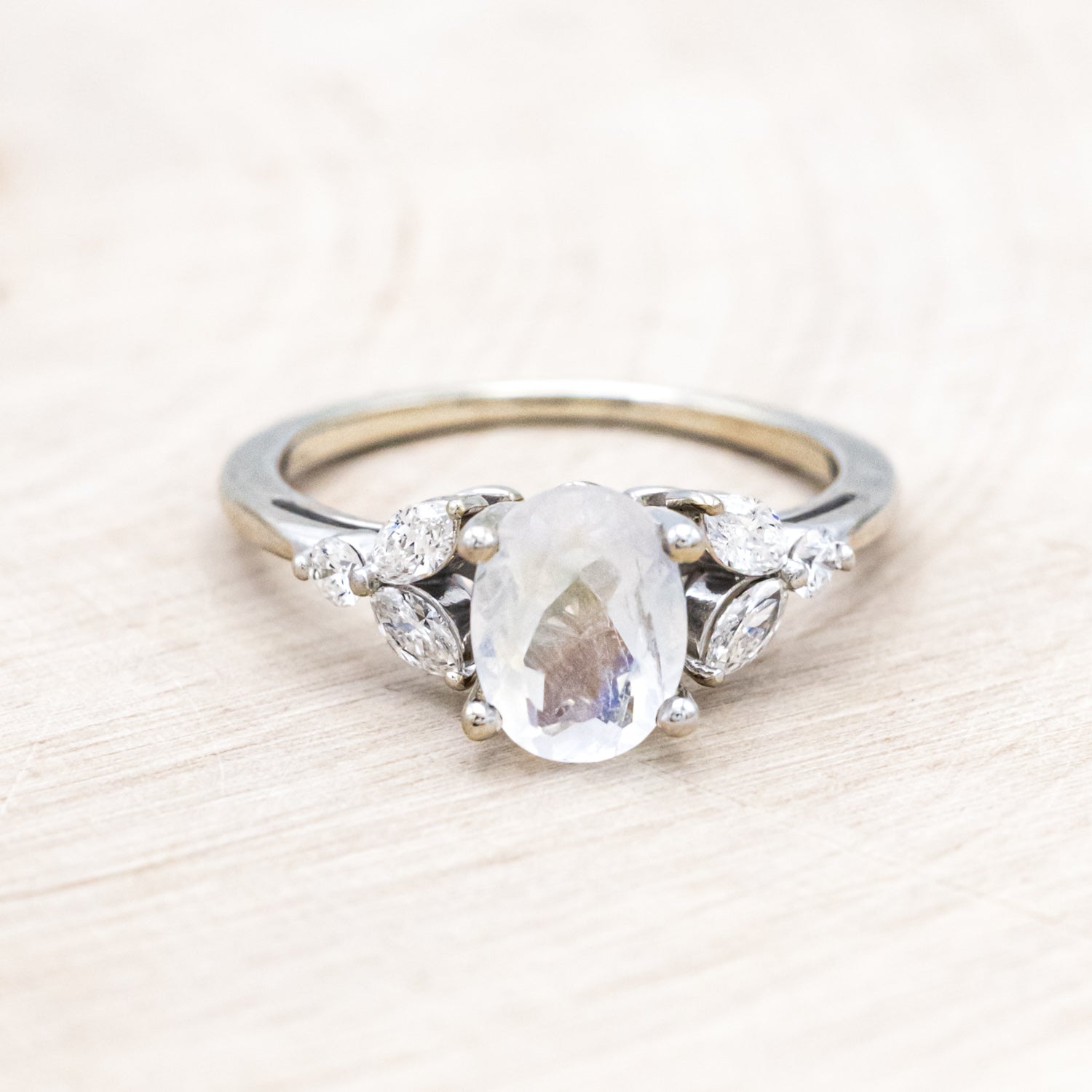 "BLOSSOM" - OVAL CUT ENGAGEMENT RING WITH DIAMOND ACCENTS-Staghead Designs