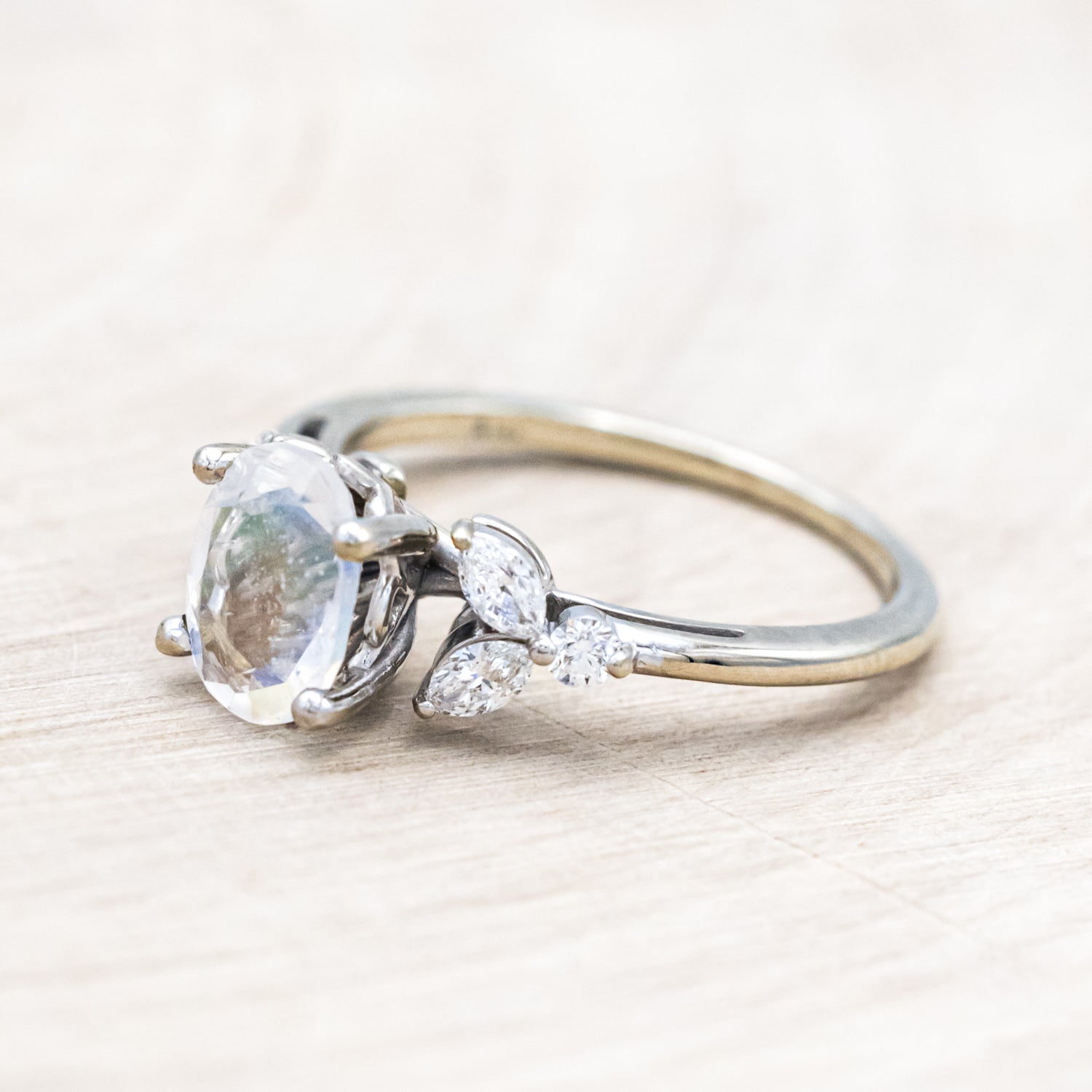 "BLOSSOM" - OVAL CUT ENGAGEMENT RING WITH DIAMOND ACCENTS-Staghead Designs