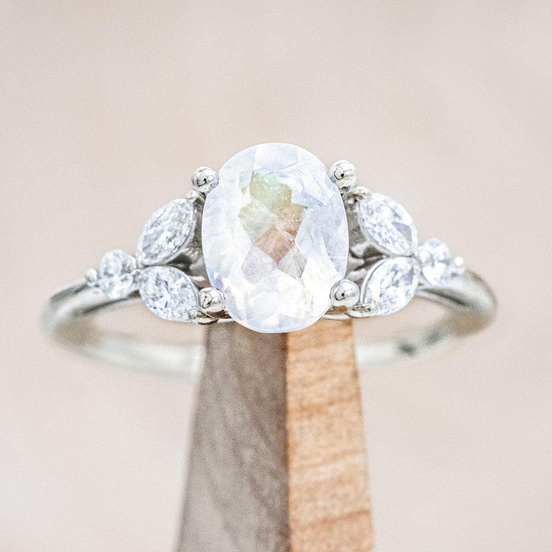 "BLOSSOM" - OVAL CUT ENGAGEMENT RING WITH DIAMOND ACCENTS-Staghead Designs