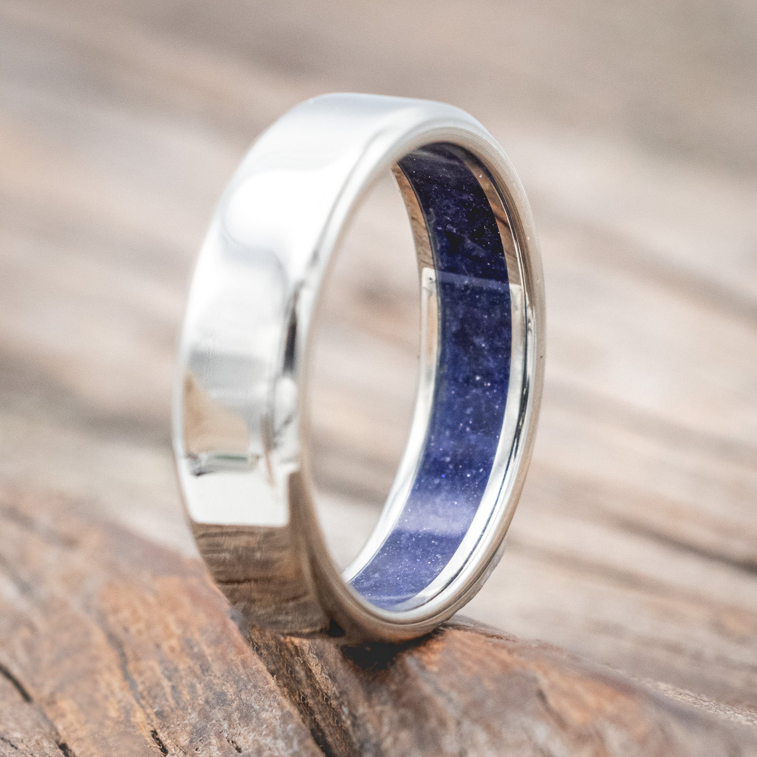 BLUE GOLDSTONE CHANNEL LINED RING-Staghead Designs