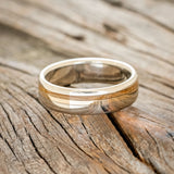 "CASTOR" - WHISKEY BARREL OAK & A 14K GOLD INLAY WEDDING RING-3