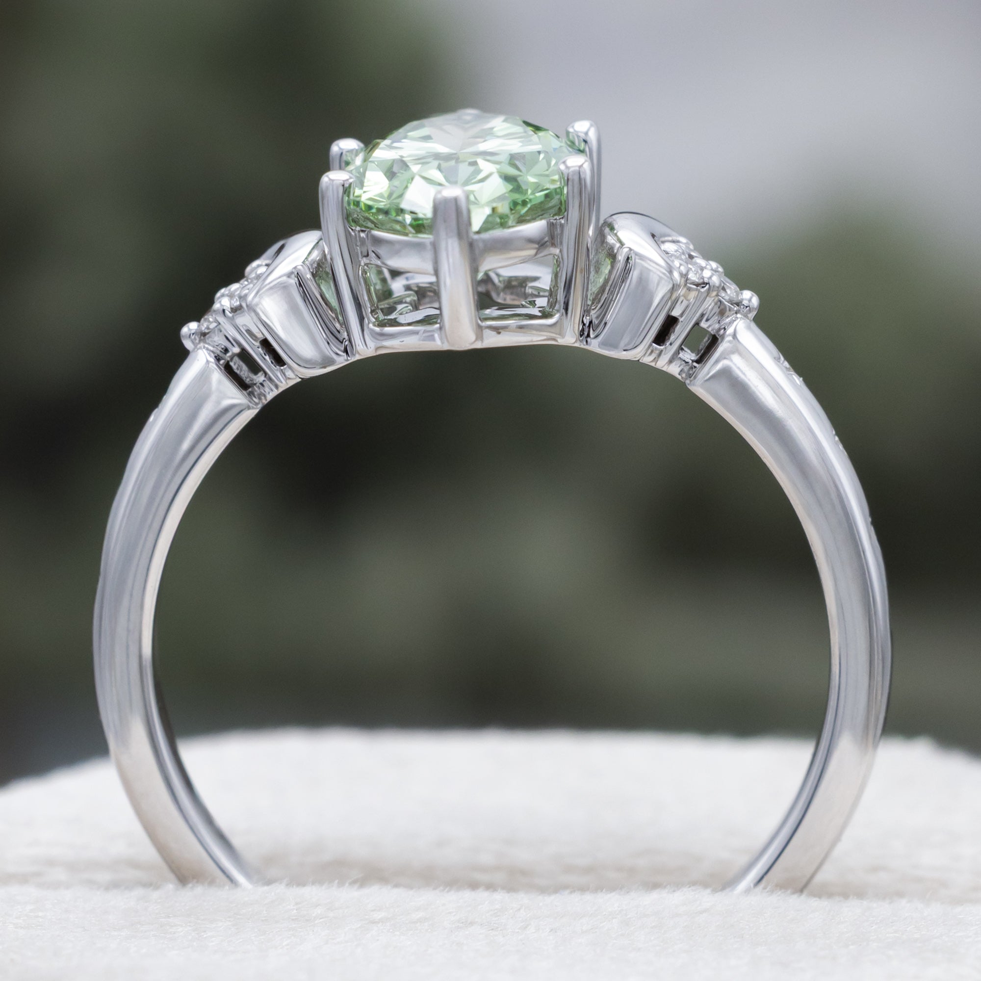"Celeste" - Two-Tone Triple Moon Women's Engagement Ring With Diamond Accents - Select Your Own Stone
