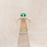 "LUCY IN THE SKY" - ROUND CUT LAB-GROWN EMERALD ENGAGEMENT RING WITH CELTIC KNOT ENGRAVINGS & MALACHITE INLAYS-6