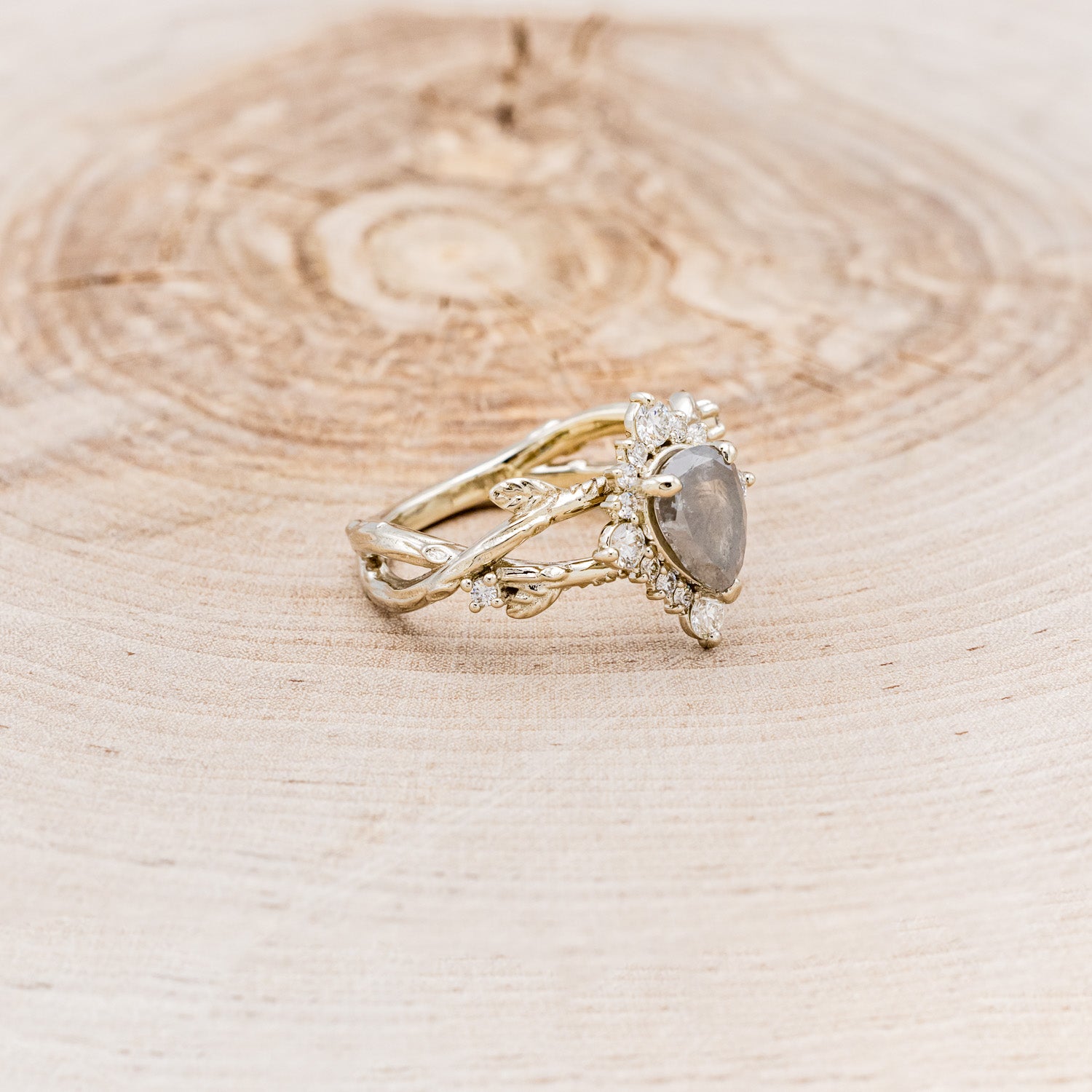 "ARTEMIS ON THE VINE DIVINE" - BRANCH-STYLE ENGAGEMENT RING WITH DIAMOND ACCENTS - MOUNTING ONLY - SELECT YOUR OWN STONE-Staghead Designs