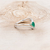 "CICELY" - PEAR-SHAPED LAB-GROWN EMERALD ENGAGEMENT RING WITH DIAMOND ACCENTS