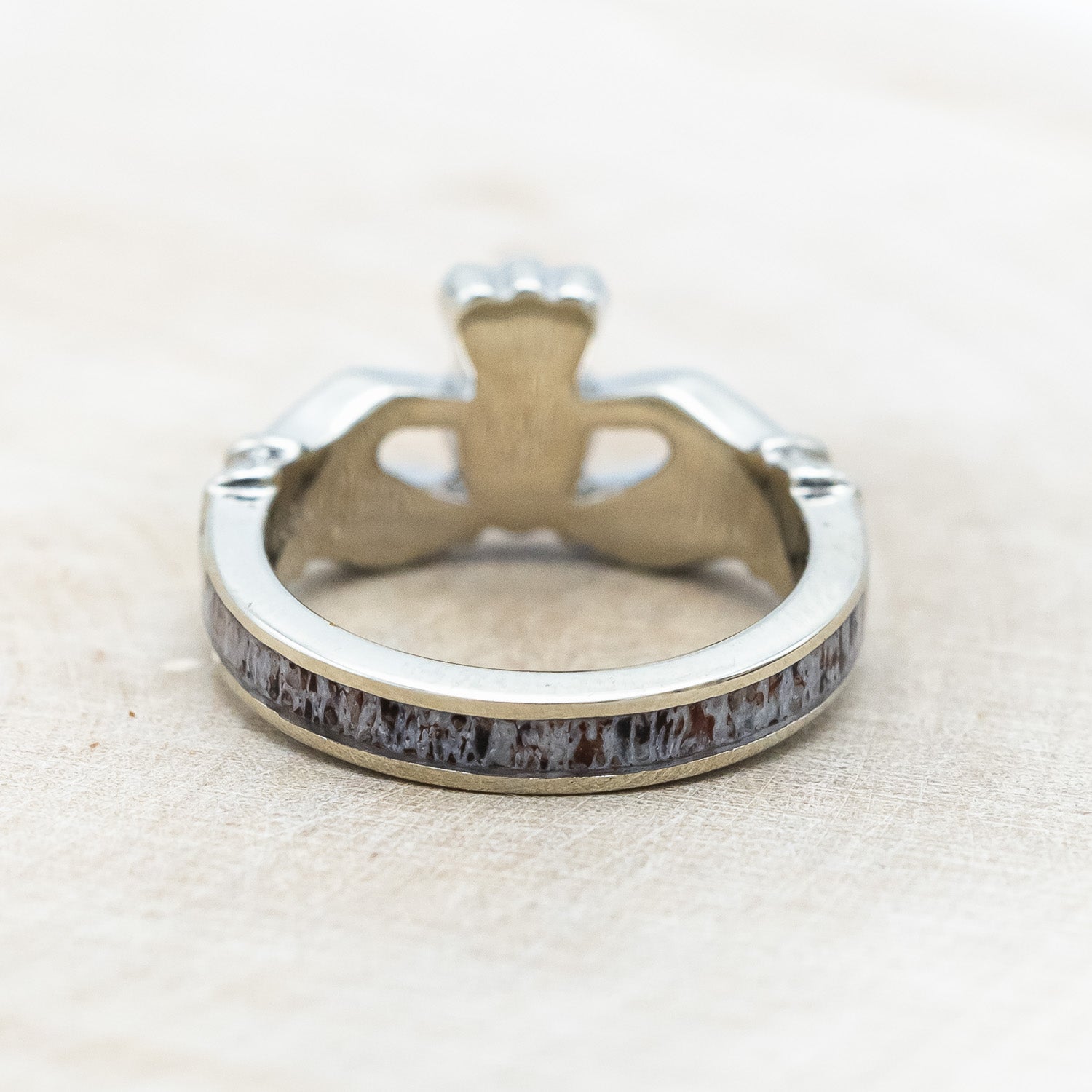 CLADDAGH RING WITH ANTLER INLAY-Staghead Designs