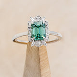 "CLEOPATRA" - EMERALD CUT GREEN MOISSANITE ENGAGEMENT RING WITH DIAMOND ACCENTS-1