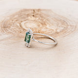 "CLEOPATRA" - EMERALD CUT GREEN MOISSANITE ENGAGEMENT RING WITH DIAMOND ACCENTS-3