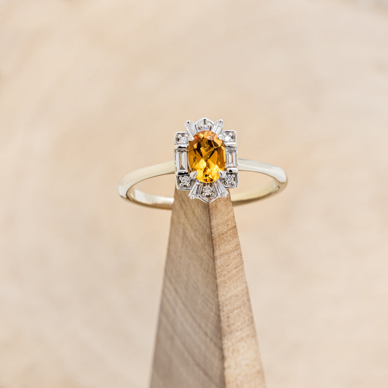 "CLEOPATRA" - OVAL CITRINE ENGAGEMENT RING WITH DIAMOND HALO-7