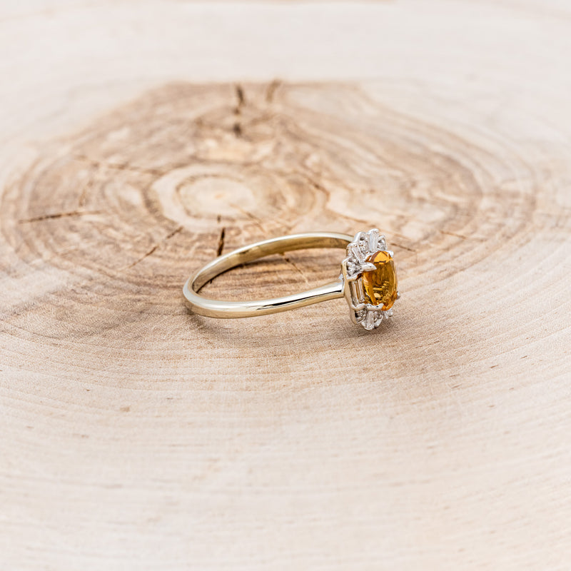 "CLEOPATRA" - OVAL CITRINE ENGAGEMENT RING WITH DIAMOND HALO-8