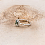 "CLEOPATRA" - OVAL MOSS AGATE ENGAGEMENT RING WITH DIAMOND ACCENTS & TRACER-9