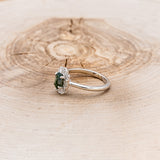 "CLEOPATRA" - OVAL MOSS AGATE ENGAGEMENT RING WITH DIAMOND ACCENTS & TRACER - READY TO SHIP