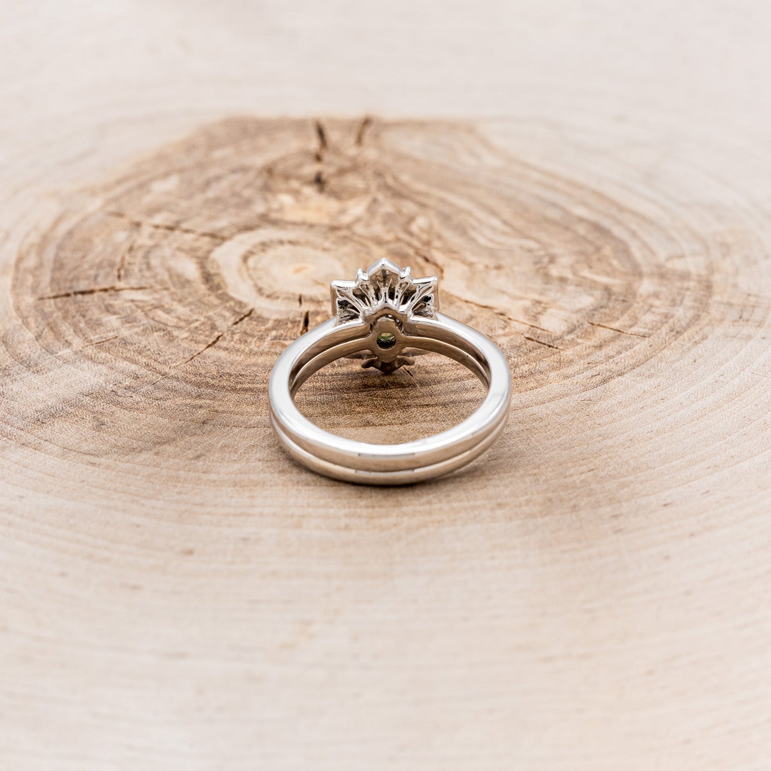 "CLEOPATRA" - OVAL MOSS AGATE ENGAGEMENT RING WITH DIAMOND ACCENTS & TRACER-5