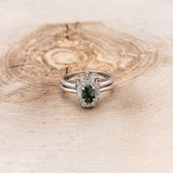 "CLEOPATRA" - OVAL MOSS AGATE ENGAGEMENT RING WITH DIAMOND ACCENTS & TRACER-4