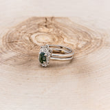 "CLEOPATRA" - OVAL MOSS AGATE ENGAGEMENT RING WITH DIAMOND ACCENTS & TRACER-3