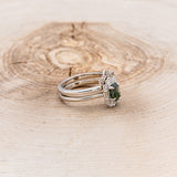 "CLEOPATRA" - OVAL MOSS AGATE ENGAGEMENT RING WITH DIAMOND ACCENTS & TRACER-2