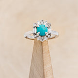 "CLEOPATRA" - ROUND CUT TURQUOISE ENGAGEMENT RING WITH DIAMOND ACCENTS