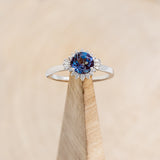 "CORALIE" - ROUND CUT LAB-GROWN ALEXANDRITE ENGAGEMENT RING WITH A DIAMOND HALO-13