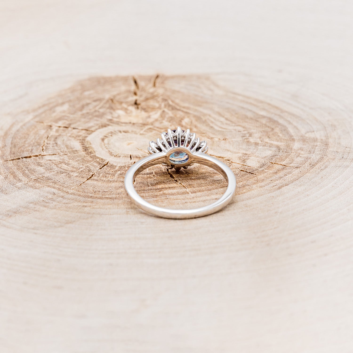 "CORALIE" - ROUND CUT LAB-GROWN ALEXANDRITE ENGAGEMENT RING WITH A DIAMOND HALO-17