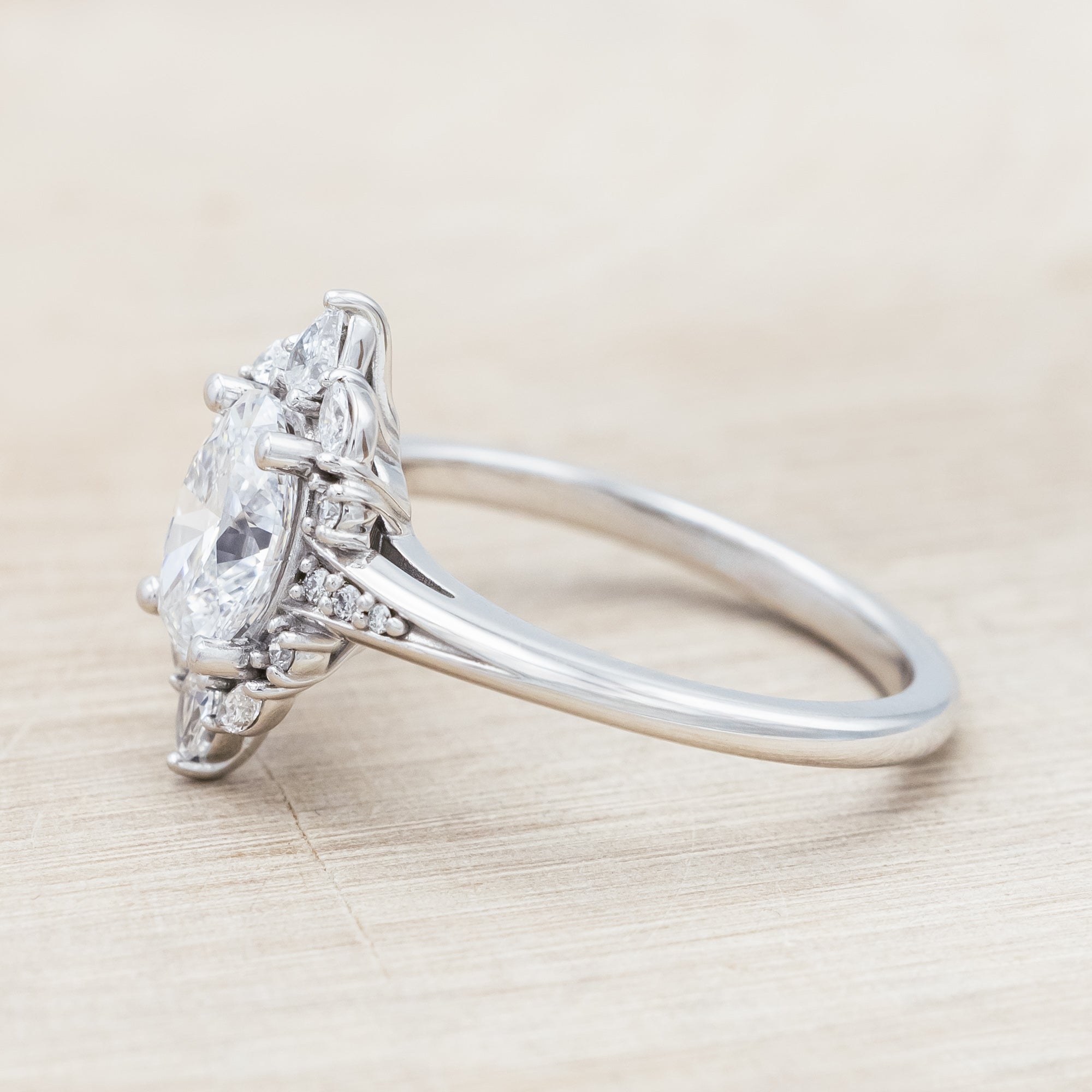"COSETTE" - OVAL CUT LAB-GROWN DIAMOND ENGAGEMENT RING WITH LAB-GROWN DIAMOND ACCENTS-Staghead Designs