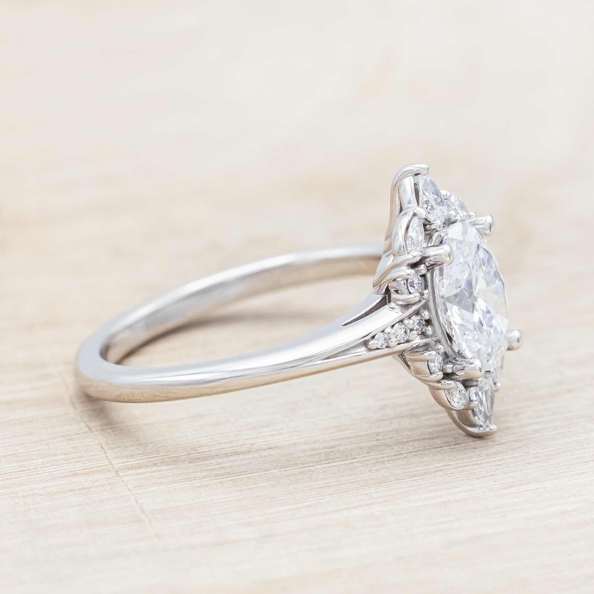 "COSETTE" - OVAL CUT LAB-GROWN DIAMOND ENGAGEMENT RING WITH LAB-GROWN DIAMOND ACCENTS-Staghead Designs