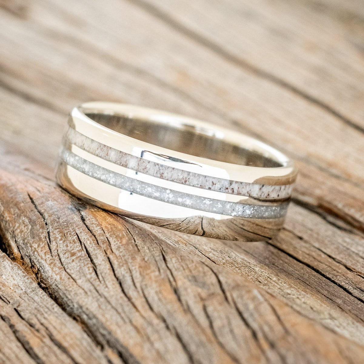 "COSMO" - DIAMOND DUST & ANTLER WEDDING BAND-11