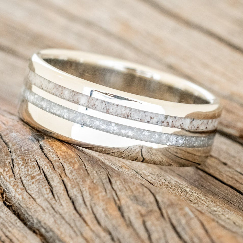 "COSMO" - DIAMOND DUST & ANTLER WEDDING BAND-11