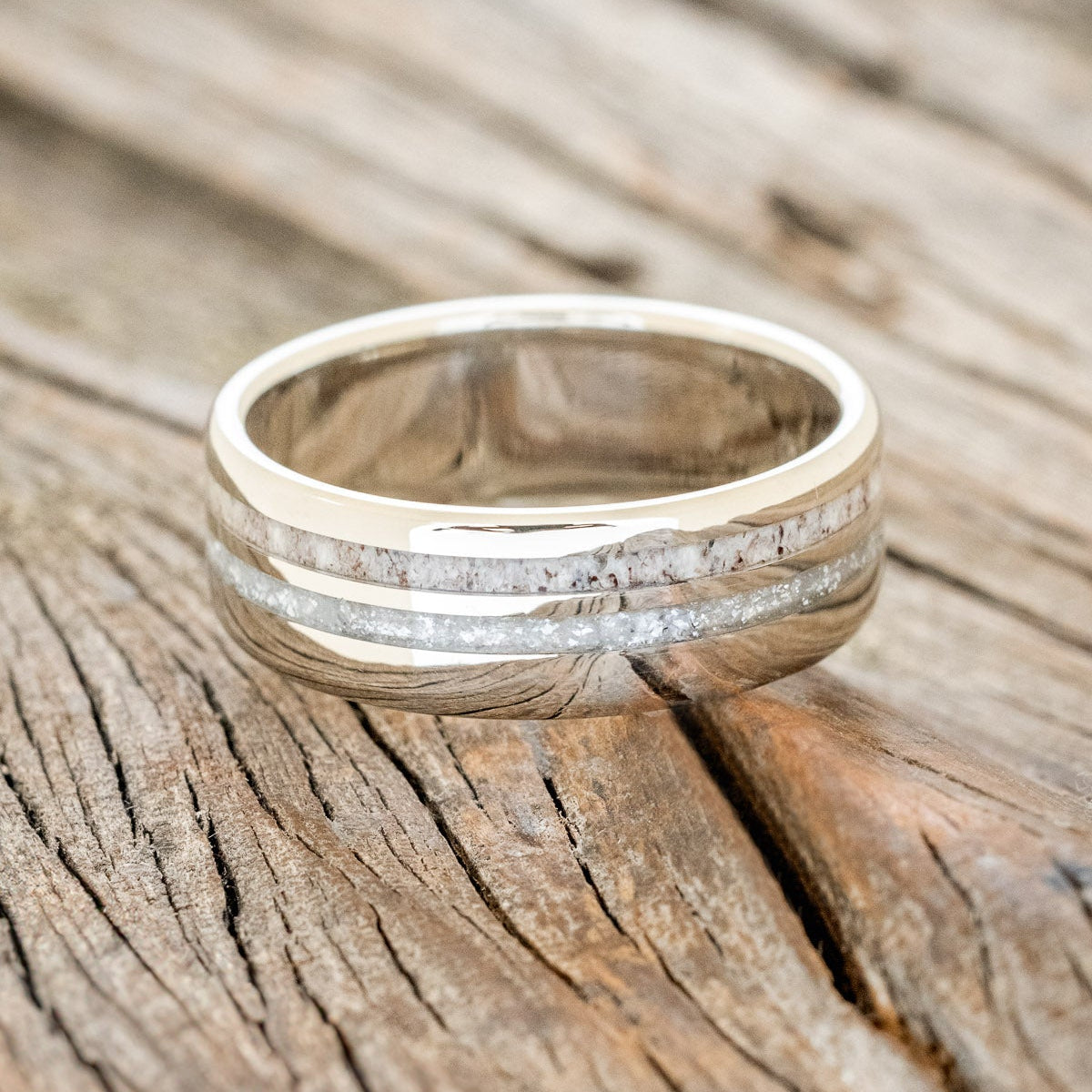 "COSMO" - DIAMOND DUST & ANTLER WEDDING BAND-12