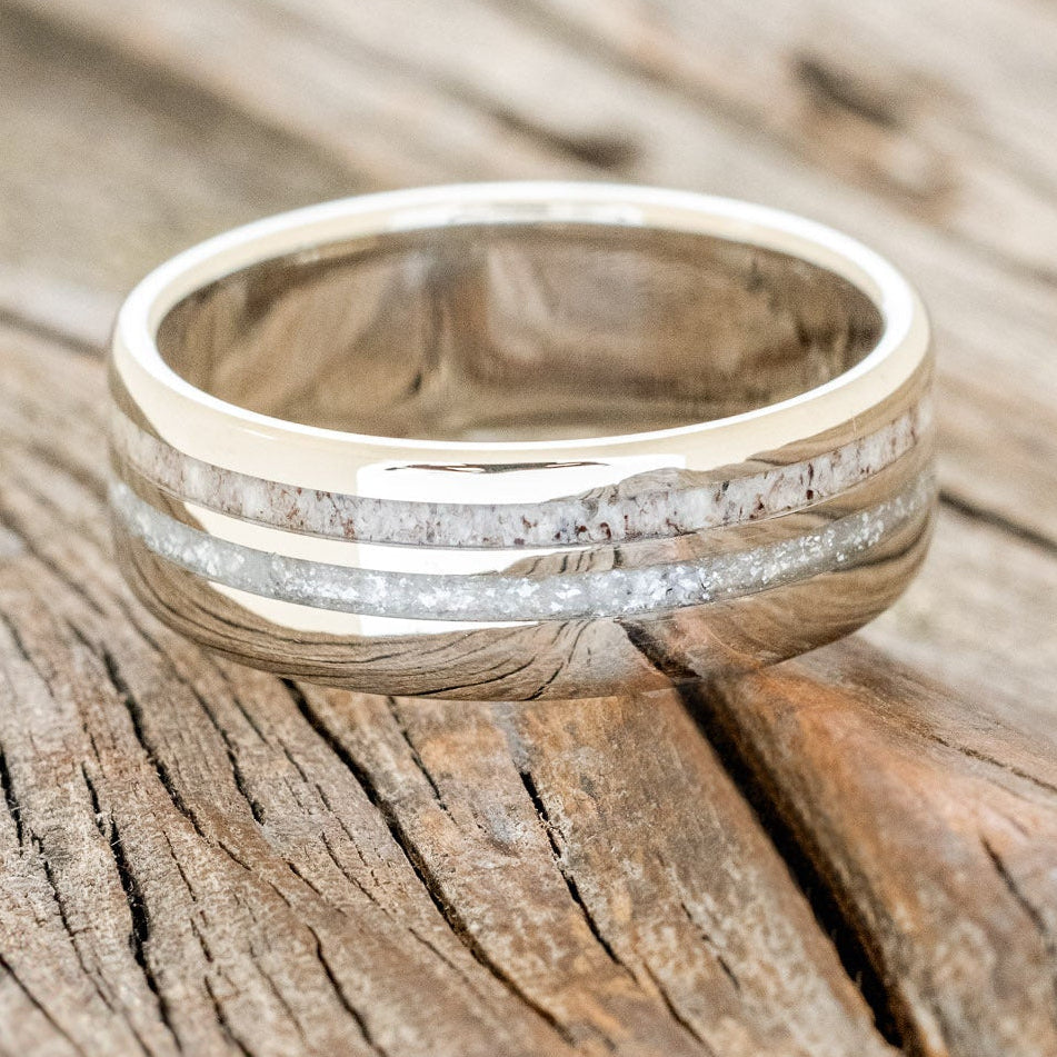 "COSMO" - DIAMOND DUST & ANTLER WEDDING BAND-12