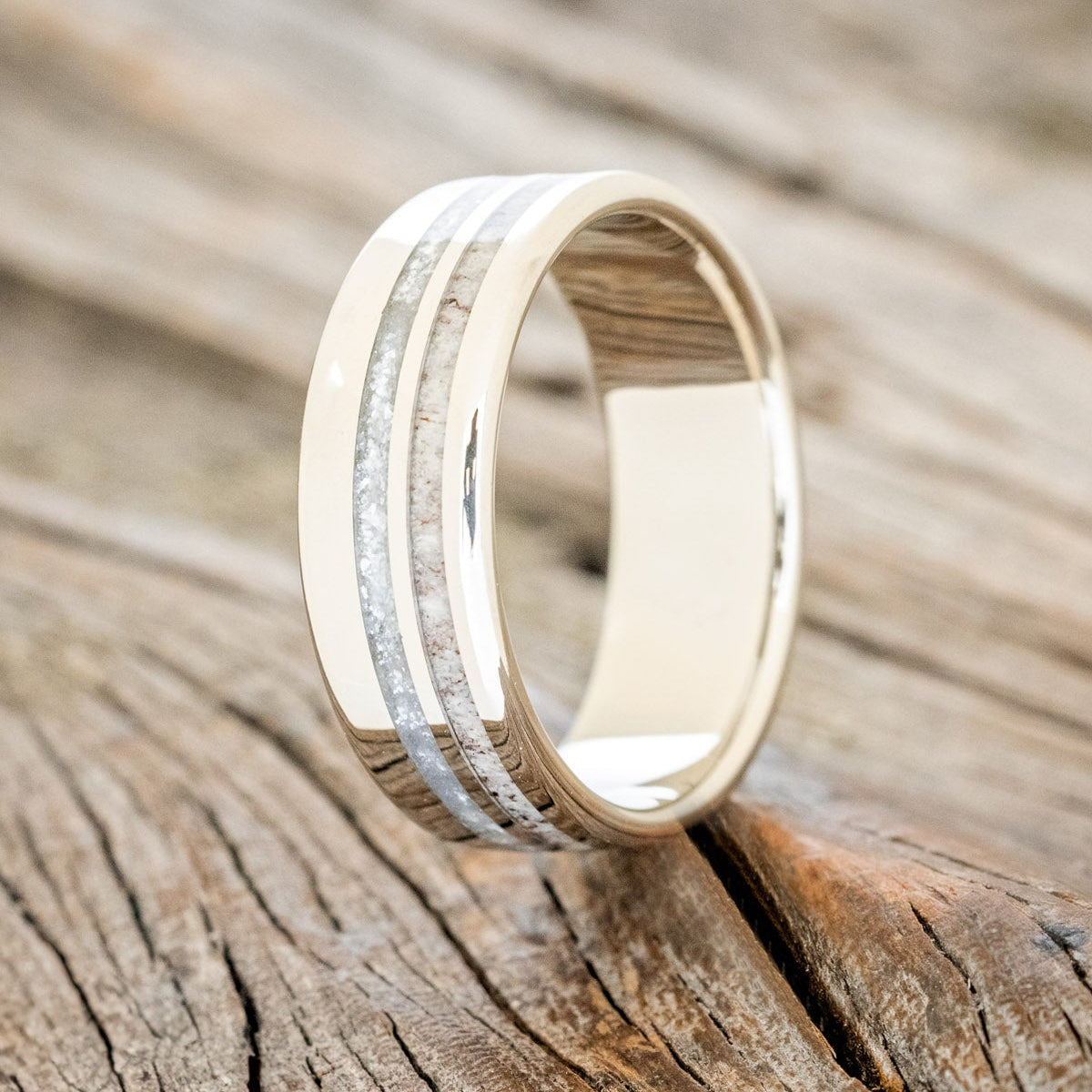 "COSMO" - DIAMOND DUST & ANTLER WEDDING BAND-10