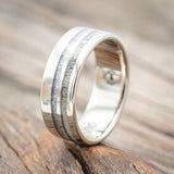 "COSMO" - MATCHING SET OF ANTLER & DIAMOND DUST WEDDING BANDS