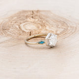 "CRAZY ON YOU" - HEXAGON MOISSANITE ENGAGEMENT RING WITH DIAMOND HALO & TURQUOISE INLAYS-2