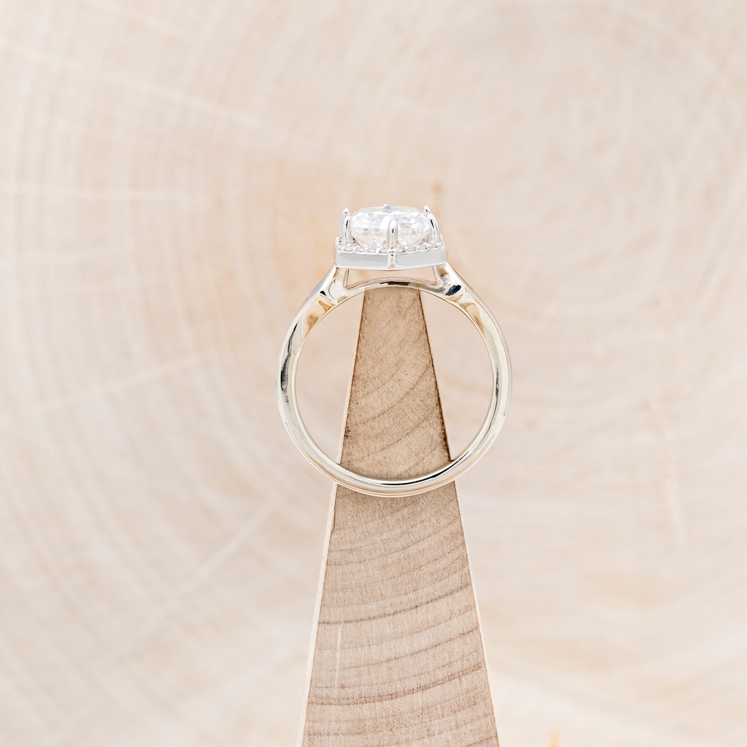 "CRAZY ON YOU" - HEXAGON MOISSANITE ENGAGEMENT RING WITH DIAMOND HALO & TURQUOISE INLAYS-6