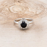 "DELANEY" - ROUND CUT BLACK MOISSANITE ENGAGEMENT RING WITH DIAMOND HALO-4