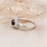 "DELANEY" - ROUND CUT BLACK MOISSANITE ENGAGEMENT RING WITH DIAMOND HALO-3