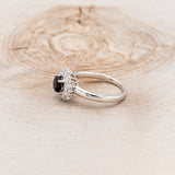 "DELANEY" - ROUND CUT BLACK MOISSANITE ENGAGEMENT RING WITH DIAMOND HALO & TRACER-8