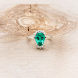 "DESTINY" - PEAR-SHAPED LAB-GROWN EMERALD ENGAGEMENT RING WITH DIAMOND ACCENTS-4