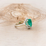 "DESTINY" - PEAR-SHAPED LAB-GROWN EMERALD ENGAGEMENT RING WITH DIAMOND ACCENTS-2