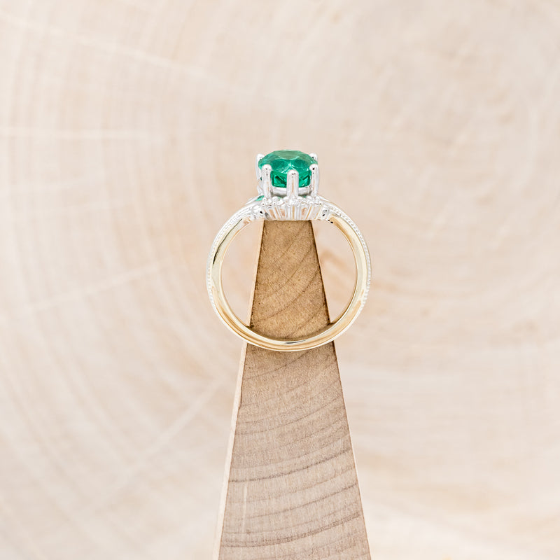 "DESTINY" - PEAR-SHAPED LAB-GROWN EMERALD ENGAGEMENT RING WITH DIAMOND ACCENTS-6